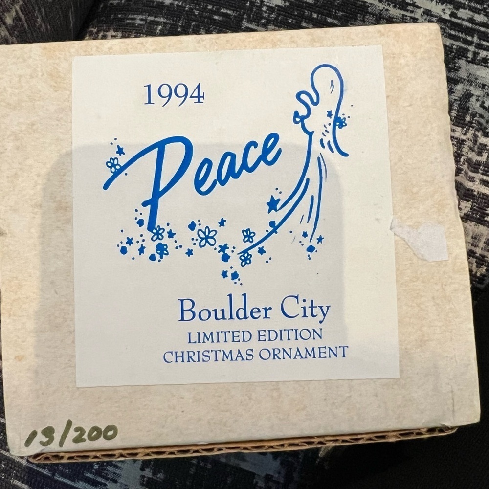 1994 Limited Edition Christmas ornament from Boulder City, titled "Peace," - Picture 9 of 10
